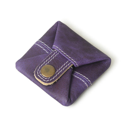 Genuine Leather Purple Coin Pouch for Men Women