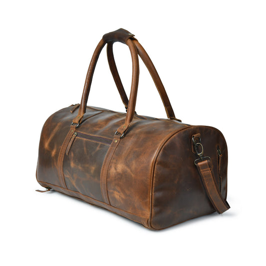 Premium Leather Duffle Bag for Men with Shoe Compartment, Detachable & Adjustable Shoulder Strap | Travel Duffle Bag
