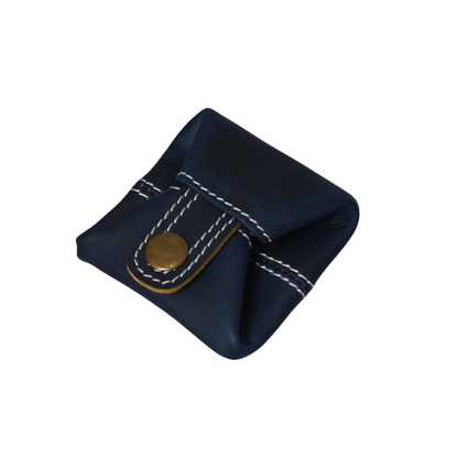 Handcrafted Top Grain Blue Leather Mini Pocket Wallet for Men & Women