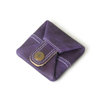 Genuine Leather Purple Coin Pouch for Men Women