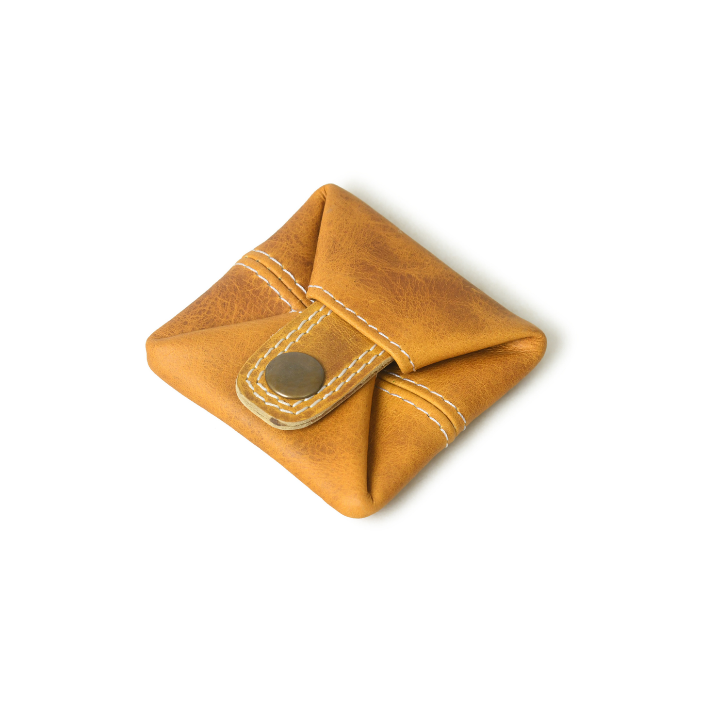 Full Grain Leather Mustard Mini Pocket Wallet for Men Women