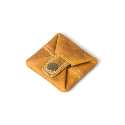 Full Grain Leather Mustard Mini Pocket Wallet for Men Women