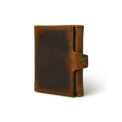 Full-Grain Leather Slim Trifold Wallet for Men with 6 Card Slots, Compartments for Cash, Secure Zipper & Snap Closure