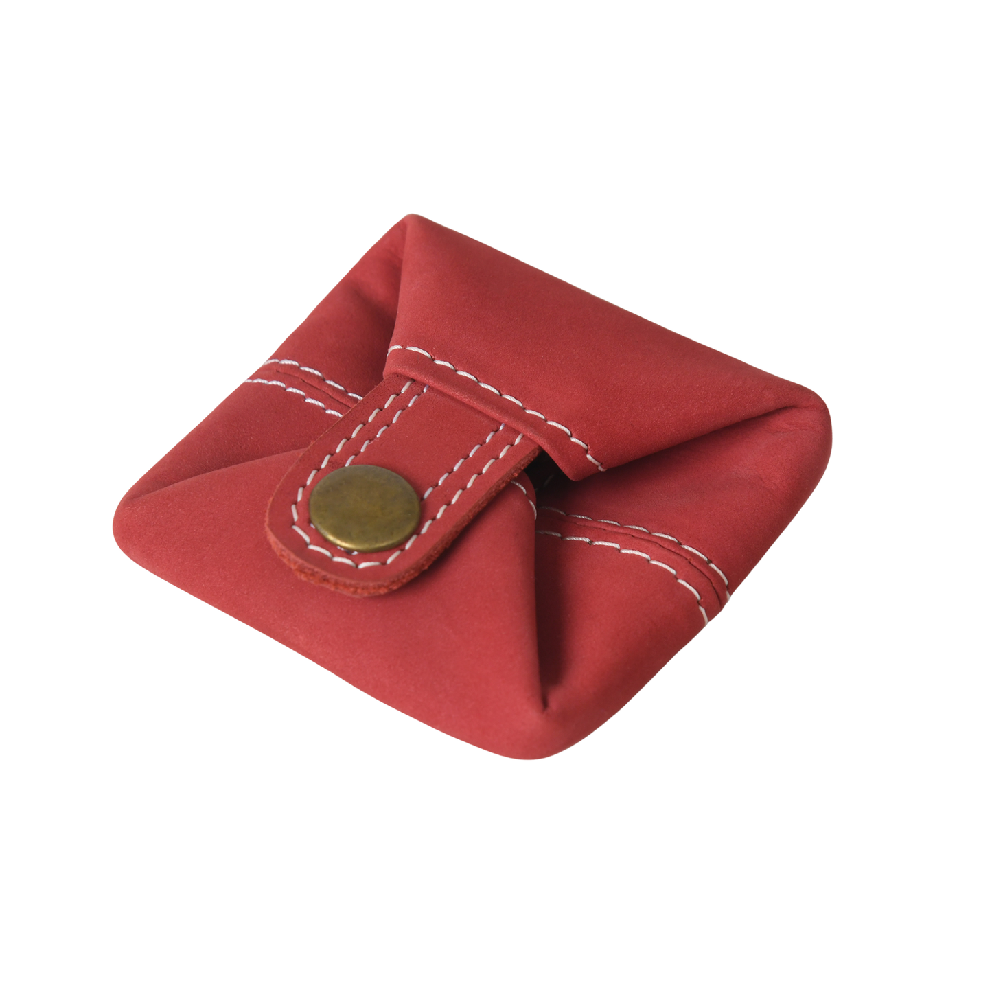 Classic Red Velvet Premium Leather Mini Coin Pouch for Men Women