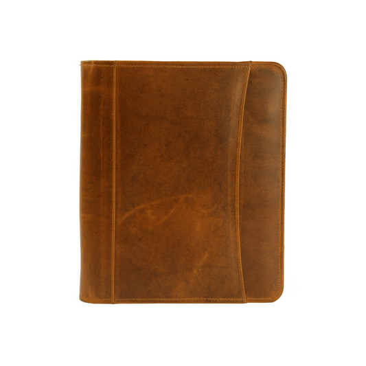 Cognac Top Grain Leather Padfolio Organiser with Large inside Pocket for iMac/Book/Tab