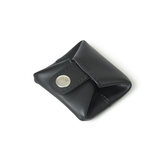 Classic Slim Black Leather Coin Pouch for Everyday use