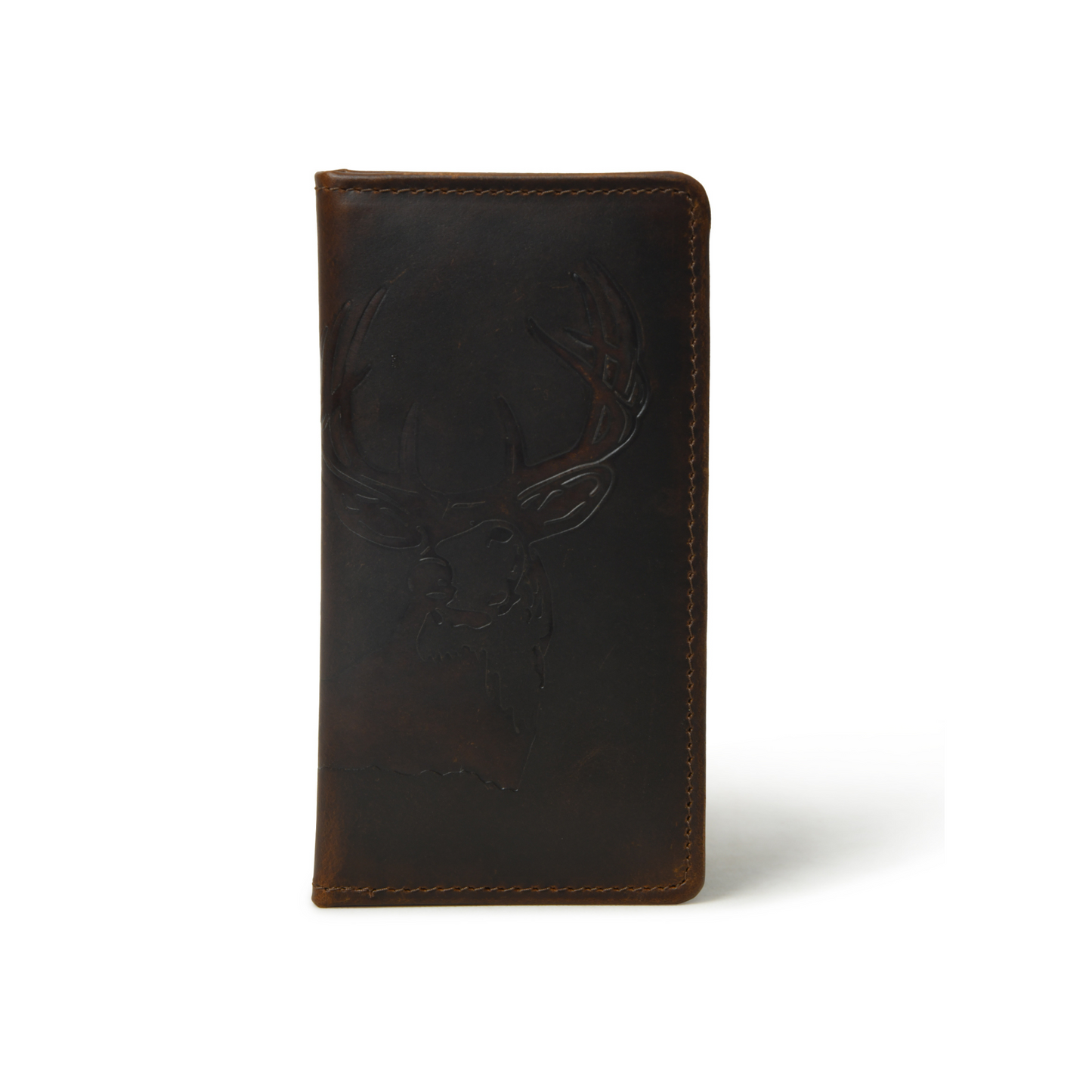 Men's Deer Bifold Leather Long Checkbook Cover