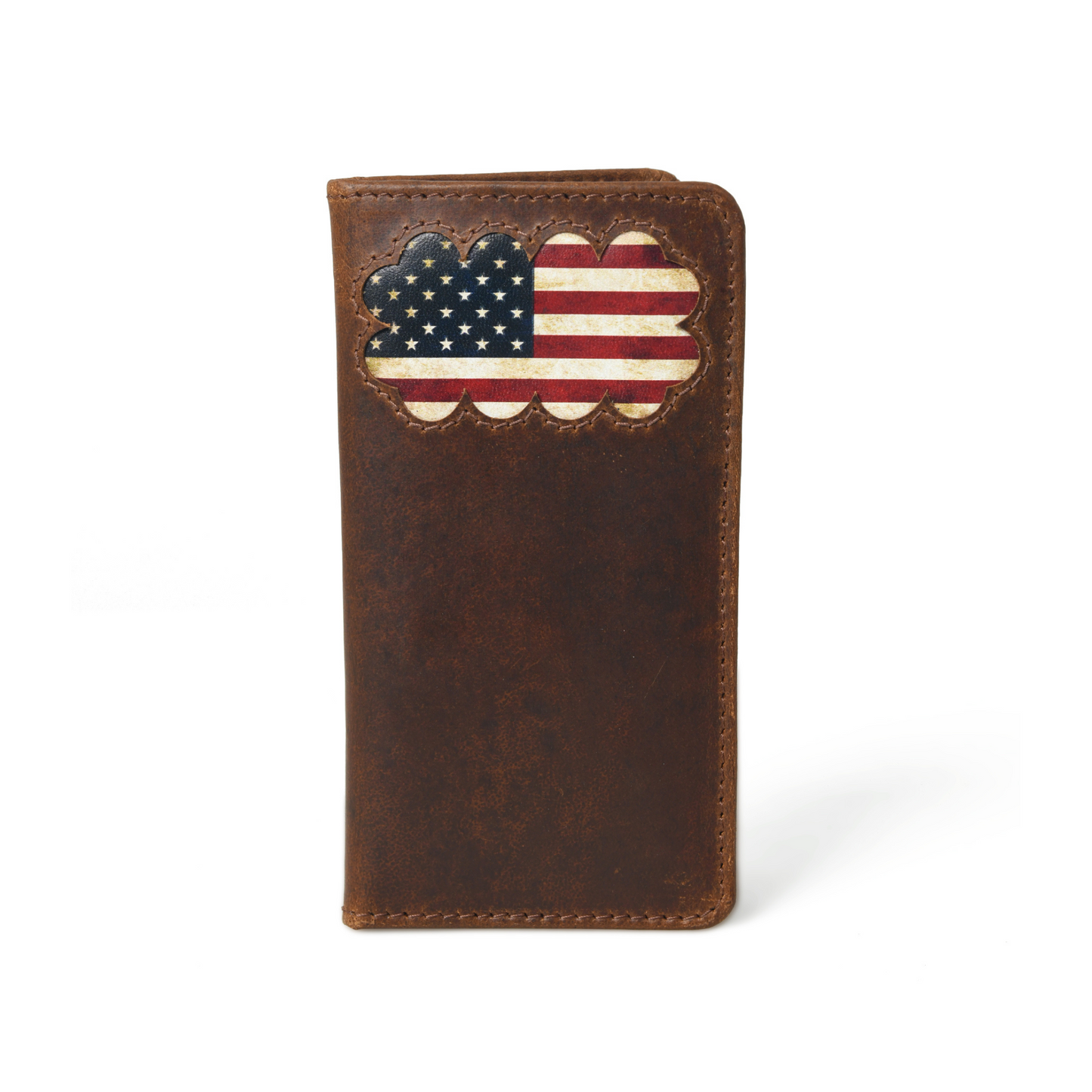 Full Grain Leather Checkbook Cover Embossed with American Pride