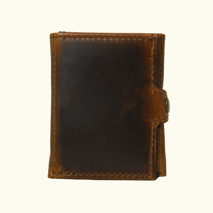 Full-Grain Leather Slim Trifold Wallet for Men with 6 Card Slots, Compartments for Cash, Secure Zipper & Snap Closure