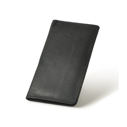 Long Bifold Full Grain Leather Wallet for Men with 11 Compartments - 2 Cash Compartments, 1 Sleeve for Checkbook, 7 Credit Card Slots & 1 ID card slot (Black)