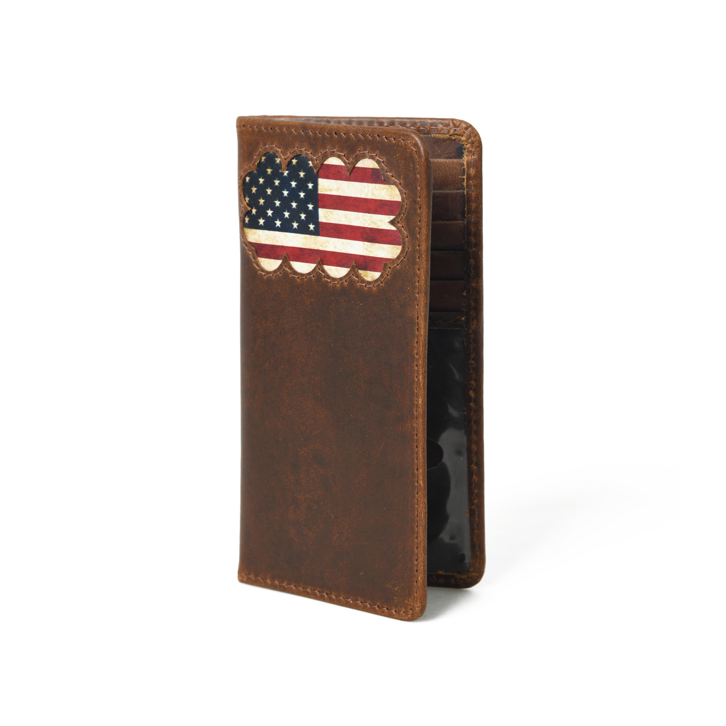 Full Grain Leather Checkbook Cover Embossed with American Pride