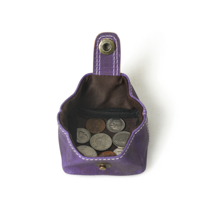 Genuine Leather Purple Coin Pouch for Men Women