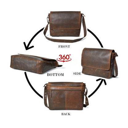 Top Grain Leather Crossbody Laptop Messenger Bag