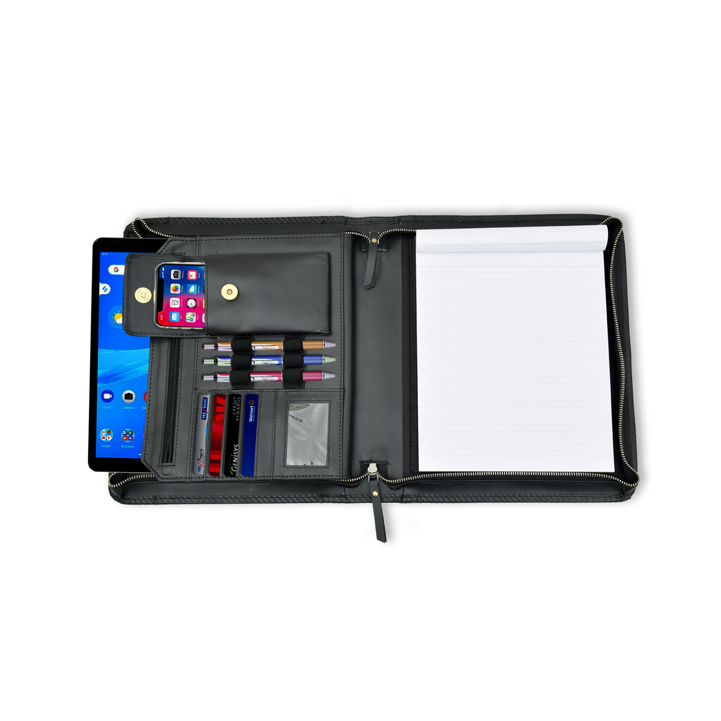 Top Grain Leather Business Portfolio Document Organizer with Writing Pad