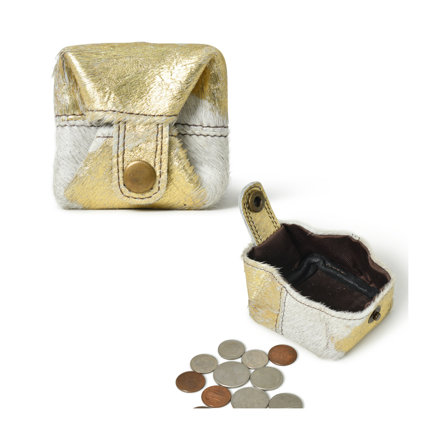 Gold Foil Stylish Premium Leather Coin Pouch (Pack of 2)