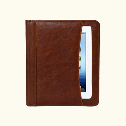 Brown Premium Leather Padfolio with Card and Pen Holders