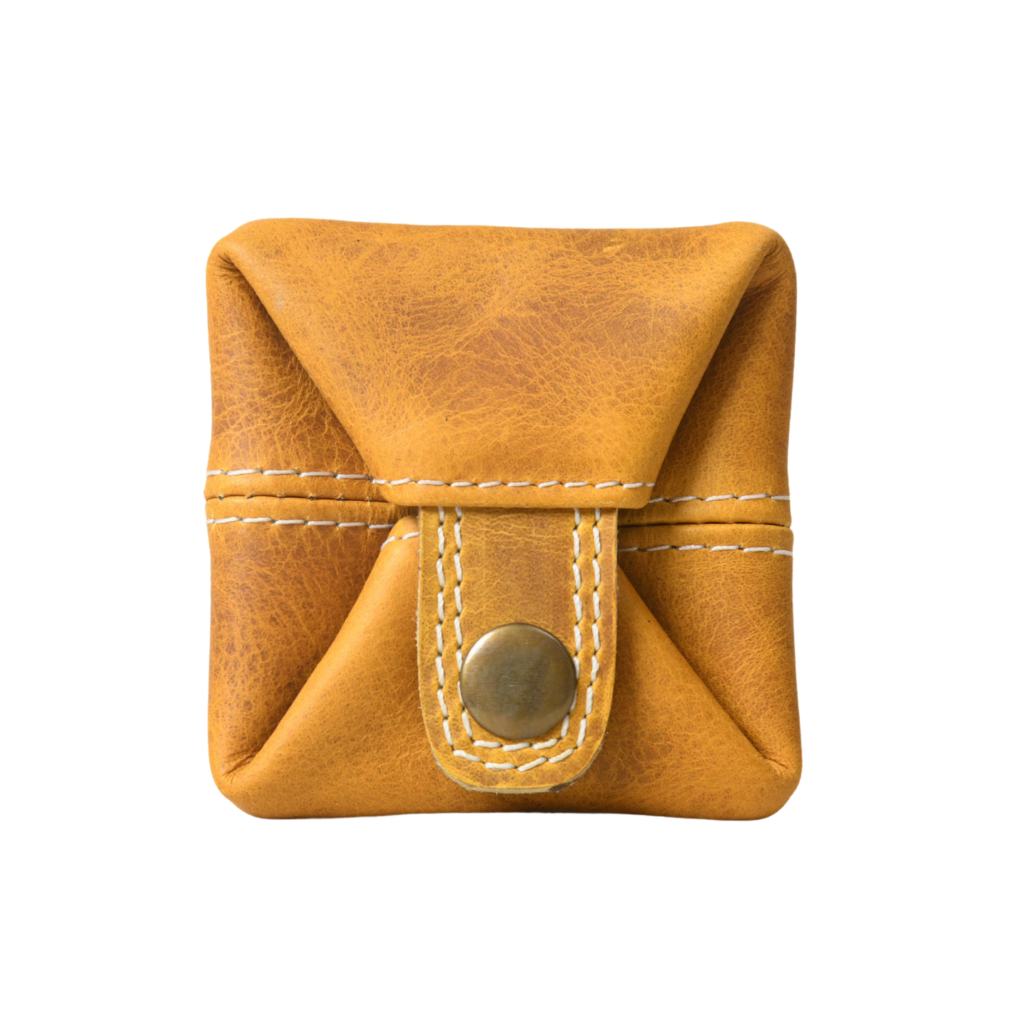 Full Grain Leather Mustard Mini Pocket Wallet for Men Women