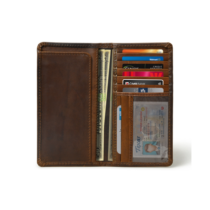 Bifold Men's Long & Slim Wallet for Checkbook , Credit Cards, Business cards