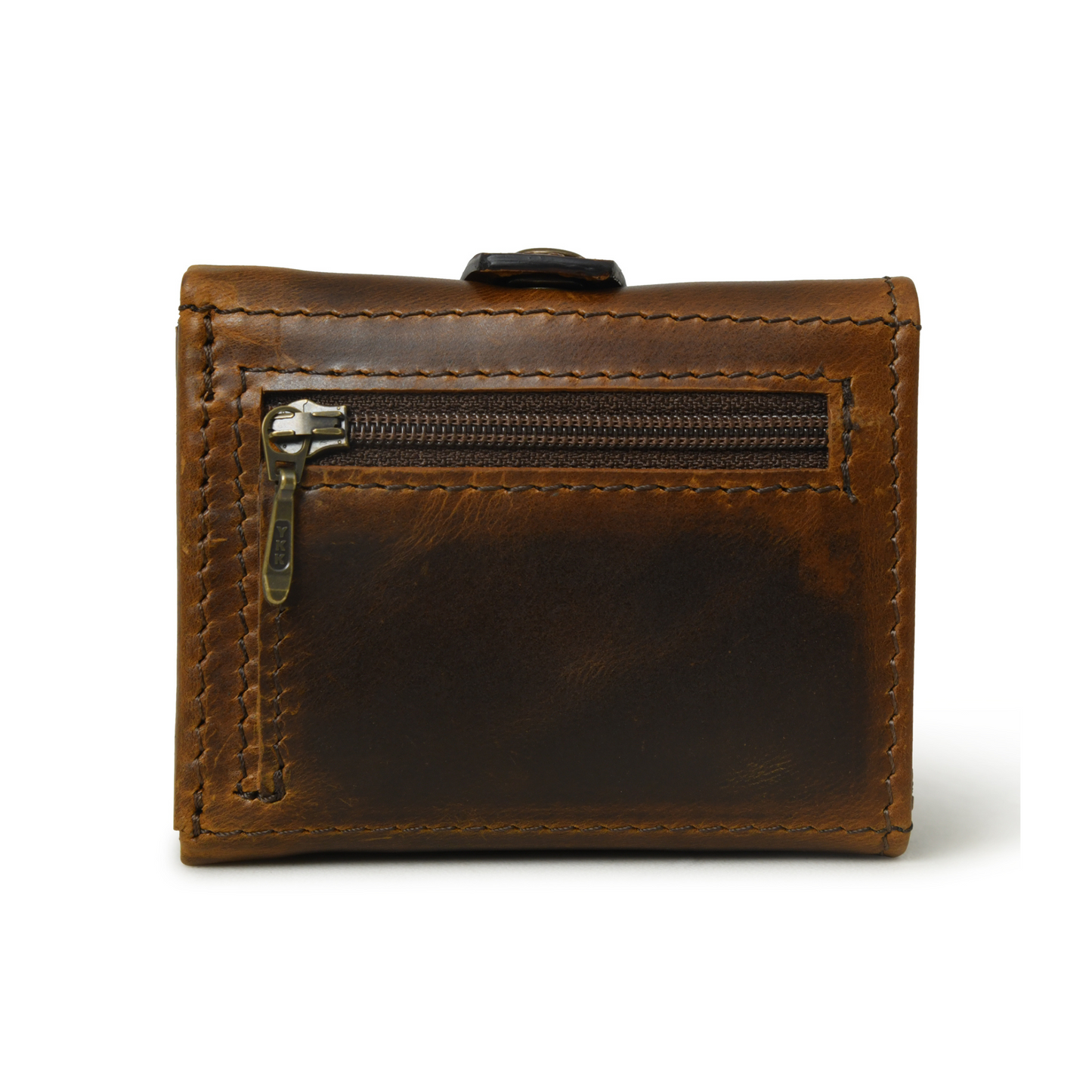 Full-Grain Leather Slim Trifold Wallet for Men with 6 Card Slots, Compartments for Cash, Secure Zipper & Snap Closure