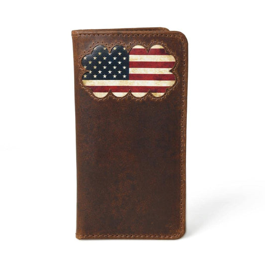 Full Grain Leather Checkbook Cover Embossed with American Pride
