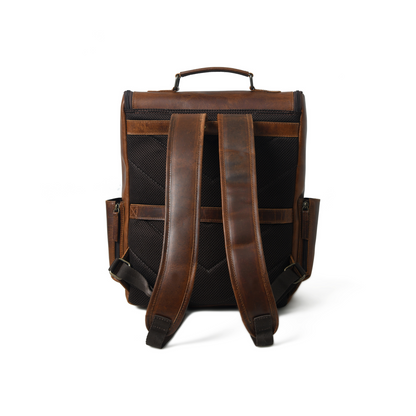 Full Grain 16-inch Leather Backpack | Rucksack Bag with Padded Laptop Compartment & Adjustable Strap (Bourbon Brown)