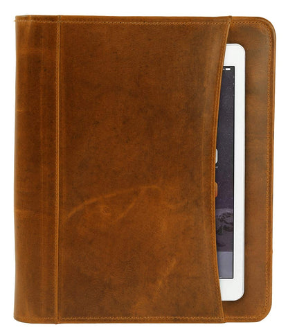 Brown Premium Leather Padfolio with Card and Pen Holders