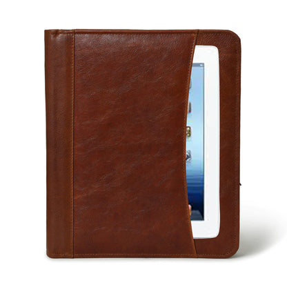 Brown Premium Leather Padfolio with Card and Pen Holders