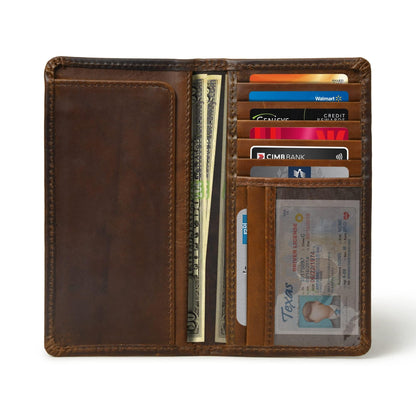 Bifold Men's Long & Slim Wallet for Checkbook , Credit Cards, Business cards